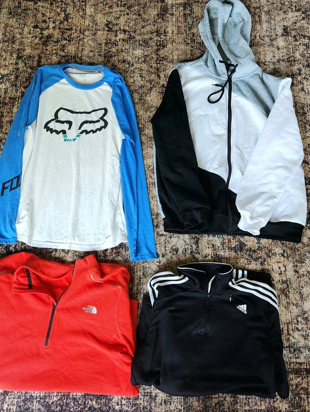 Large Men Namebrand Bundle. Northface, Fox, Adidas